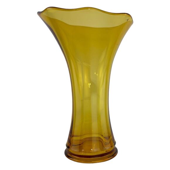 Vintage Amber Glass Swung Vase 9" Mid Century Modern Art Glass Home Decor - Picture 10 of 16